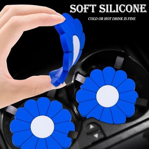 4-Pack Car Cup Holder Coaster Inserts, Daisy Shape, 2.75 Inch Non-Slip Silicone - Image 4