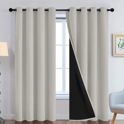 Yakamok Cream Beige 100% Blackout Curtains 84 Inches Long 52" Wide 2 Panels by Yakamok