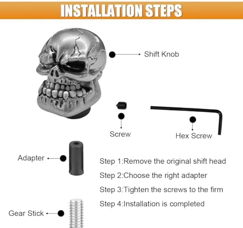 Skull Car Gear Shift Knob, Resin Shifter Lever Handle - Image 5
