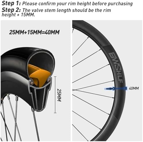 BWSHLF Tubeless Presta Valve Stem 40/44/55/60/65/70/80/100 mm, Super Light - Image 4