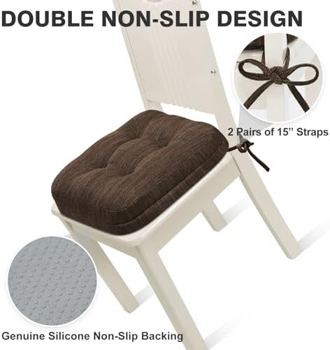 Shinnwa Dining Chair Cushions Set of 2, Dual-Layer Memory Foam Kitchen Chair - Image 4