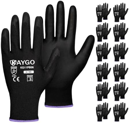 KAYGO Safety Work Gloves for Men Women, PU Coated Palm & Fingers by KAYGO