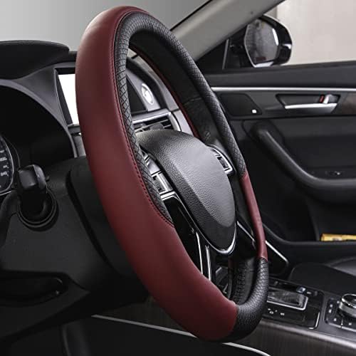 CAR PASS Rhombus Leather Universal Steering Wheel Cover, Fit - Image 5