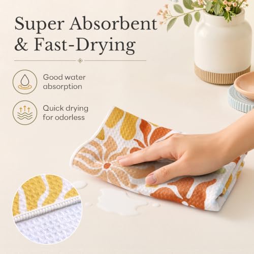 Homaxy Large Waffle Weave Kitchen Towels 2 Pack, Boho Floral - Image 4