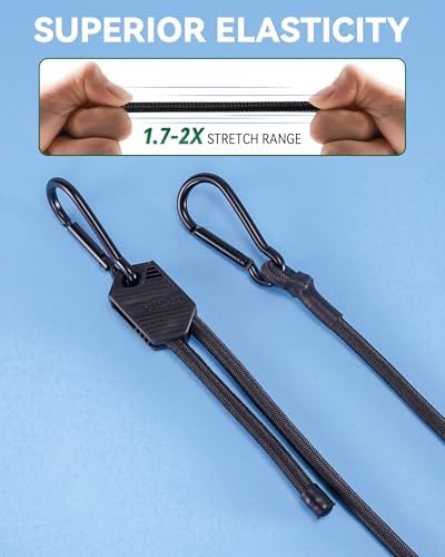 36" 48" 60" Black Adjustable Carabiner Bungee Cords - Image 4