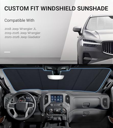 Pigenius Windshield Sun Shade for Jeep Wrangler 2018-2026, Gladiator 2020-2026 - Image 2