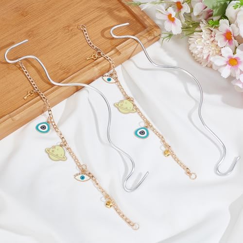 2pcs Car Hanging Ornaments Cute Alloy Evil Eye Planet Pendants - Image 4