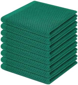 Homaxy 100% Cotton Waffle Weave Kitchen Dish Cloths 8-Pack, Dark Green by Homaxy