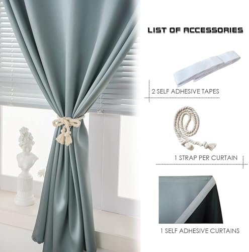 AJAZZ 100% Blackout Shades Window Cover Self Adhesive Curtains Sticky Curtain - Image 6