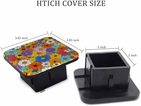 Flowers Tow Trailer Hitch Cover Plug Insert, Abstract Floral Blossom Rose Daisy - Image 2