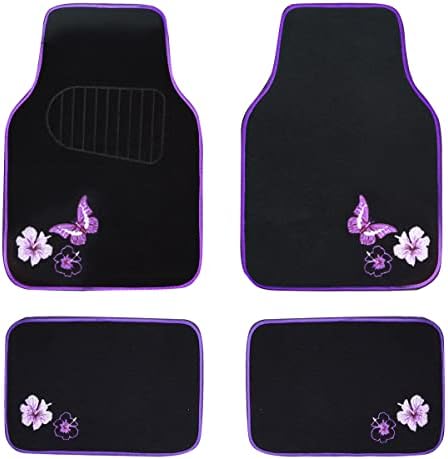 CAR PASS Embroidery Butterfly and Flower Car Floor Mats, Universal Fit 95% by CARPASS