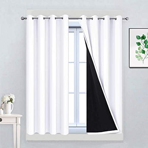 Yakamok Pure White 100% Blackout Curtains 45 Inches Long 52" Wide 2 Panel by Yakamok