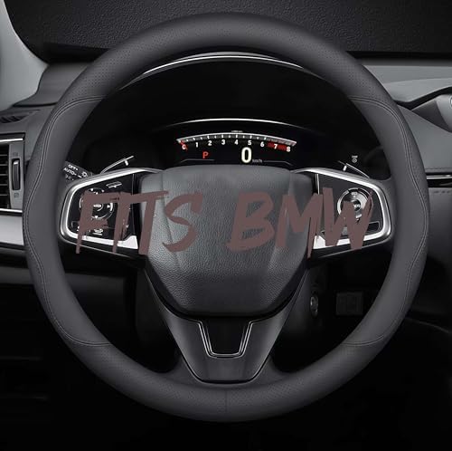 Leather Car Steering Wheel Cover, Breathable Laser-Perforated, Pure Black by TRROCC