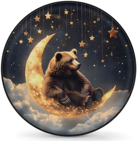 Spare Tire Cover for RV Trailer, Moon Bear Waterproof Sun Leather Wheel Cover by cfpolar