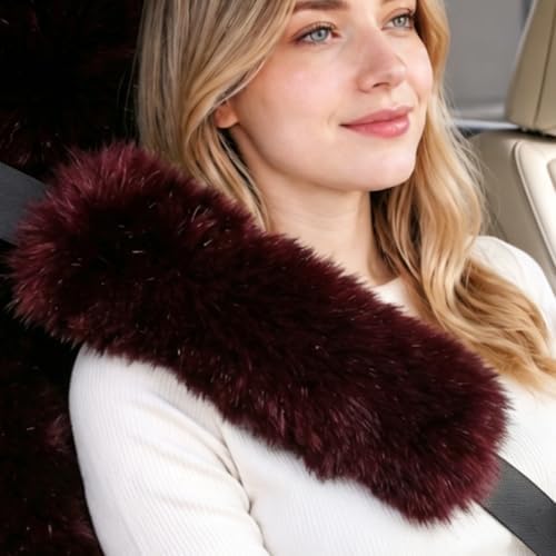 2 Pack Sheepskin Car Seat Belt Cover Pads | Long Wool Seatbelt Cushions - Image 2
