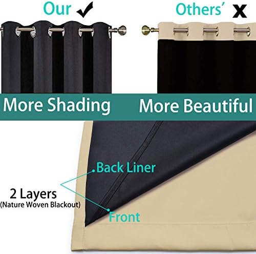 Yakamok Beige 100% Blackout Curtains 63 Inches Long - Image 5