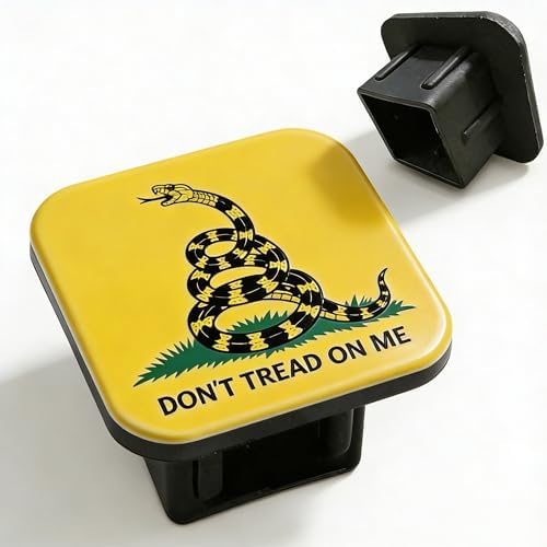 Don't Tread On Me Trailer Hitch Cover Snake Coiled in Grass Square 2 Inch by Unknown