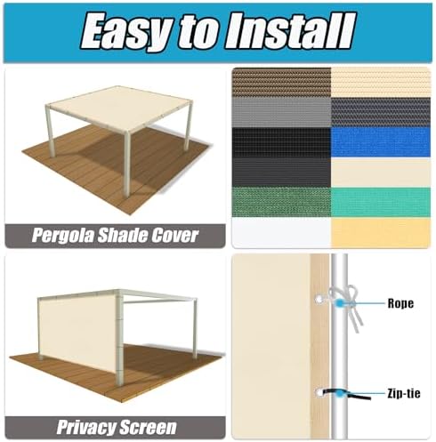 Amagenix 90% Pergola Shade Cover 6' X 20' Sun Shade Cloth - Image 4