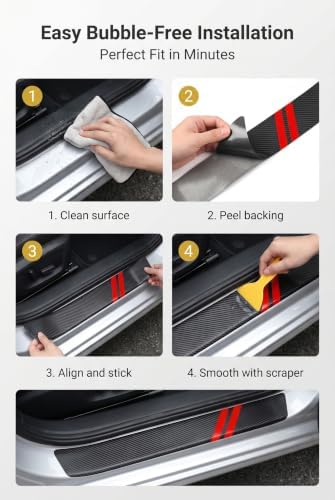 4 PCS Door Sill Protectors, Anti-Scratch Door Edge Guards, Carbon Fiber Leather - Image 6