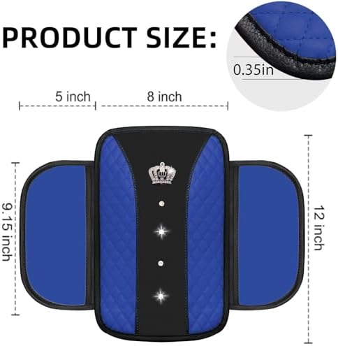NBTEPEM 10 Pcs Bling Blue Car Floor Mats Set, Leather Blue Steering Wheel - Image 6