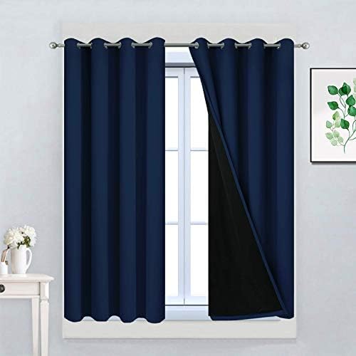 Yakamok Navy Blue 100% Blackout Curtains 45 Inches Long 52" Wide, 2 Panels by Yakamok