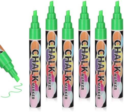 6PCS Green Jumbo Liquid Chalk Markers Erasable 6mm Reversible Tip by Unknown
