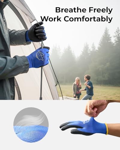 OKIAAS Men's Large Blue 12 Pairs Ultra Thin and Lightweight Working Gloves - Image 4