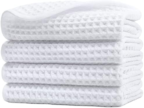 POLYTE 430 GSM Poly Blend Microfiber Waffle Wash Cloth Face Towel, 13x13 in by Polyte