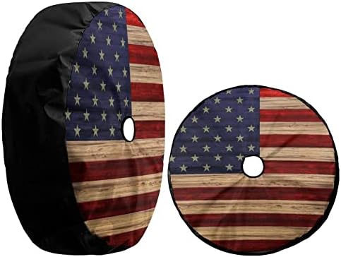 American Flag Reclaimed Wood Spare Tire Cover by Foruidea