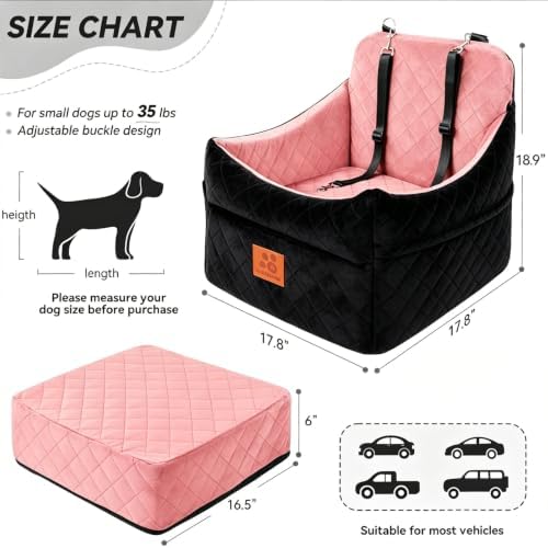 GL GLENSLAVE Dog Car Seat for Small/Medium Dogs, Dog Booster Car Seats - Image 3