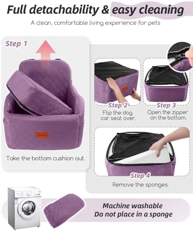 Lealchum Dog Booster Car Seat for Small/Medium Dogs, Puppy Portable Car Bed - Image 5