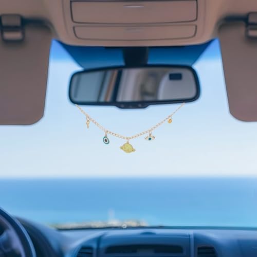 2pcs Car Hanging Ornaments Cute Alloy Evil Eye Planet Pendants - Image 5