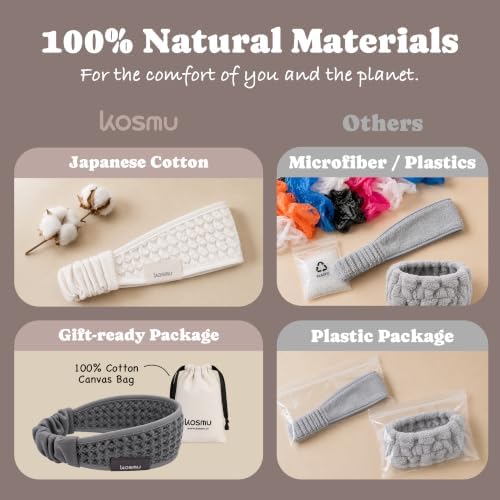 Luxury Organic Japanese Cotton Waffle Spa Headband - Image 4