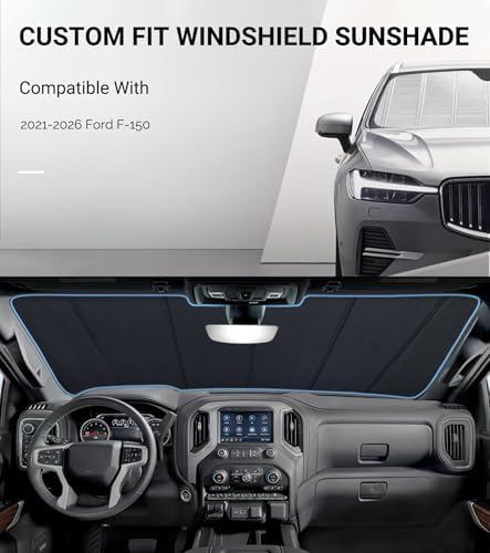 Pigenius Windshield Sun Shade for Ford F150 2021-2025. Full Coverage Rearview - Image 2