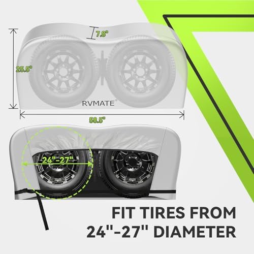 RVMATE RV Tire Covers, Dual Axle Wheel Cover Fits 24"-27" Dia. Tires, 2 Pack - Image 3