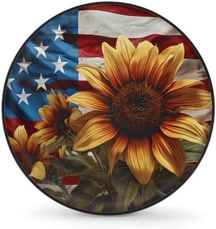 Rv Spare Tire Cover Wheel Sunflower American Flag Tire Covers Wheel Protectors by FengQuGou