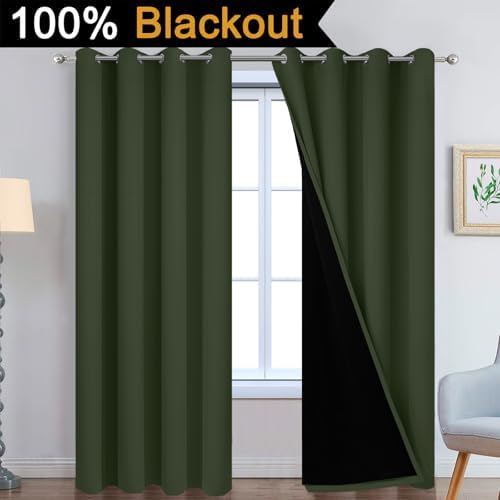 Yakamok Greyish Green 100% Blackout Curtains 96 Inches Long 52" Wide - Image 3