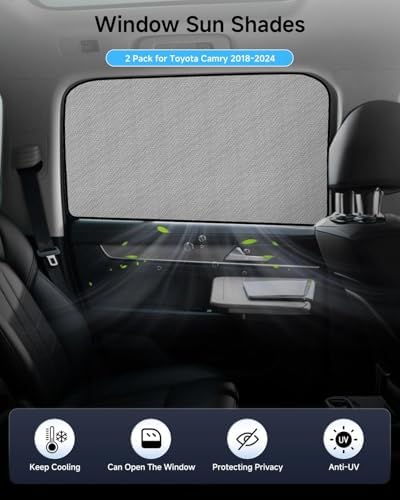 Car Window Shade for Toyota Camry 2018-2024, 2 Pack UV & Glare Protection - Image 2