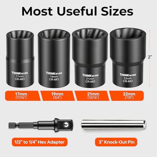 6-Piece Lug Nut Removal Tool, 1/2" Drive Wheel Lock Removal Kit - Image 2