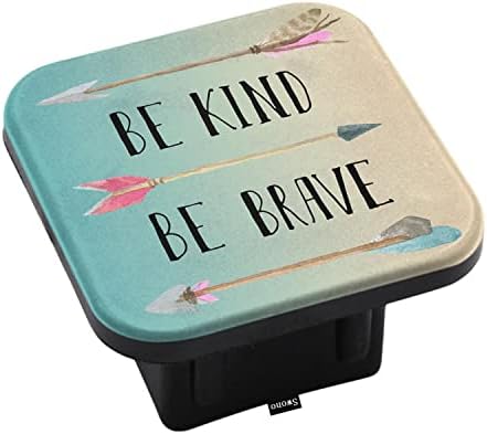 Swono Be Kind Be Brave Trailer Hitch Cover Plug Inspirational Quote Feather by Swono