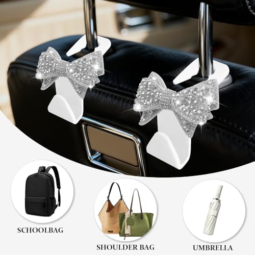 2PCS Car Seat Headrest Hooks, Car Bag Hooks, Cute Bow Knot Vehicle Seatback - Image 6