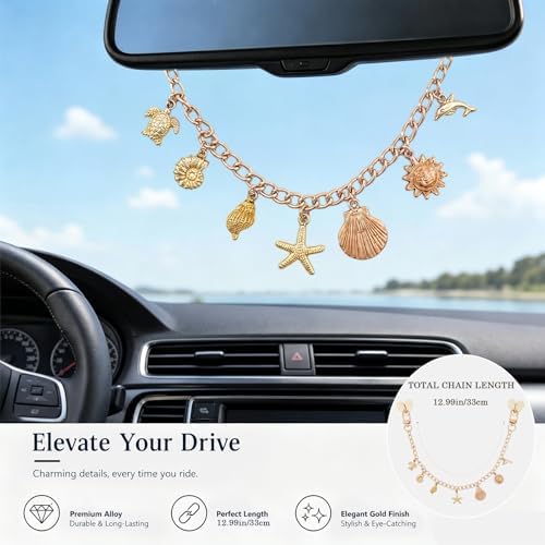 Cute Gold Pendant Rearview Mirror Charm Hanging Ornament Car - Image 4
