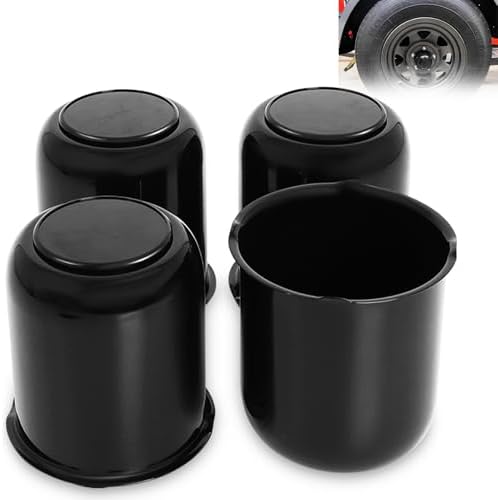 3.19" Black Trailer Wheel Center Caps, Push-Through, 4 Pack by PodoyDirect