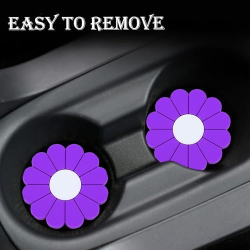 2-Pack Car Cup Holder Coaster Inserts, Daisy Shape, 2.75 Inch Non-Slip Silicone - Image 6