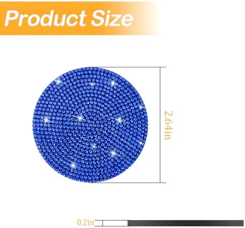 Osilly 4PCS 2.75 Inch Rhinestone Cup Holder Coasters, Dark Blue - Image 2
