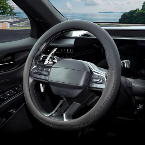 Valleycomfy Microfiber Leather Steering Wheel Cover 14.5"-15" Black - Image 3