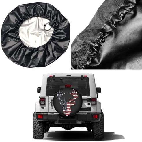 Delerain Spare Tire Cover Hunter American Flag Deer Wheel Covers Sun Protection - Image 5
