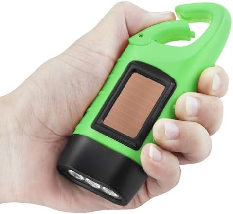 Simpeak 2-Pack Hand Crank Solar Powered LED Flashlight, Emergency Survival - Image 3