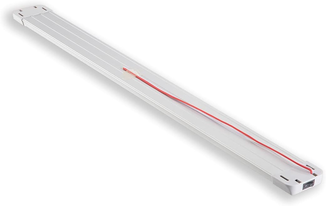 LED Interior Utility Light Fixture 26.4" x 2.6", High Lumen-Output Low Current Draw Energy Efficient, Frosted Lens 6000K Cool-White Even Diffused Beam, On/Off Rocker Switch 12V-24V DC, 1-Pack