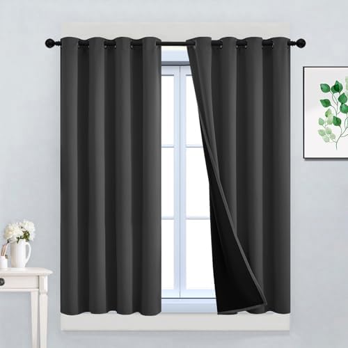 Yakamok Charcoal Grey 100% Blackout Curtains 45 Inches Long 52" Wide 2 PCS by Yakamok